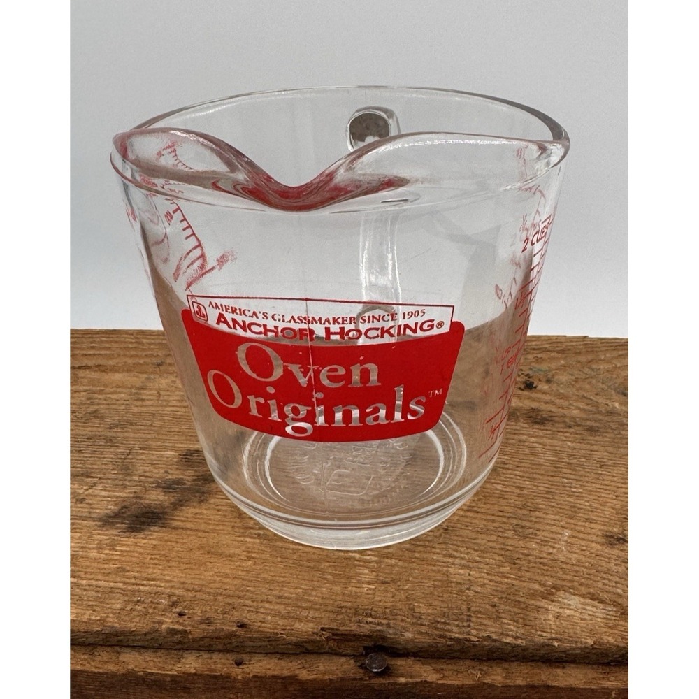 Vintage Anchor Hocking 2-Cup Glass Measuring‎ Cup #498 Oven Originals D Handle